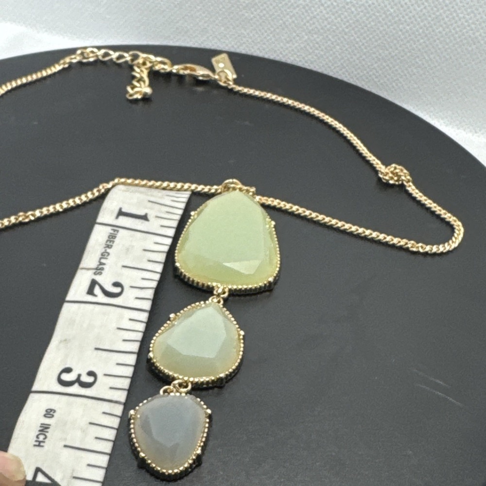 Vintage Necklace‎  Tear Drop Green Stones Gold Tone Chain - Picture 10 of 10